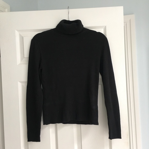 CASLON Black Cotton Long Sleeve Turtleneck - Picture 3 of 10